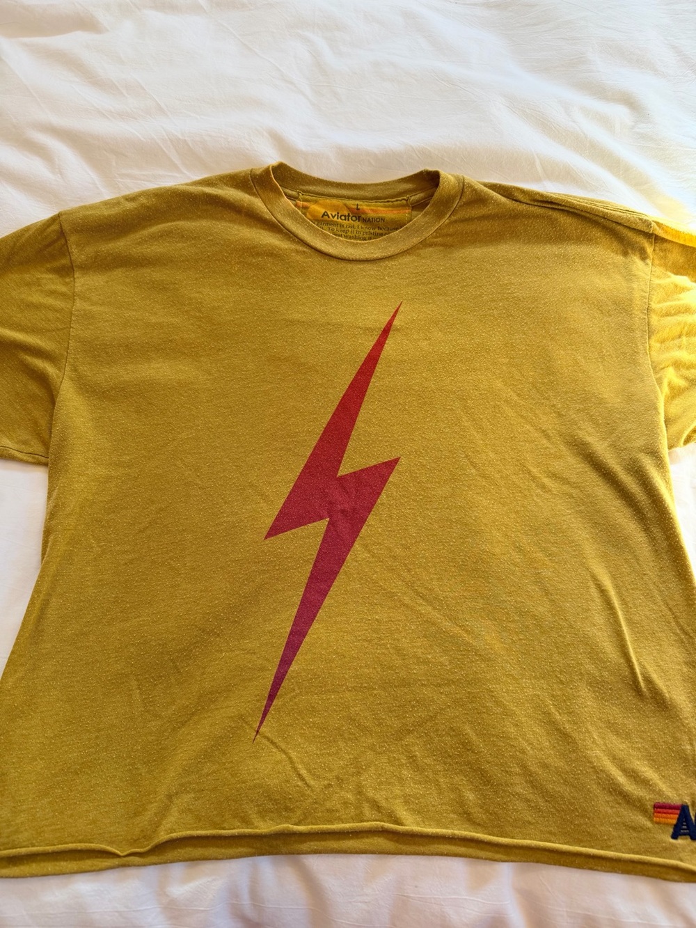Women’s Aviator Nation Boyfriend Tee with Red Lightning Bolt